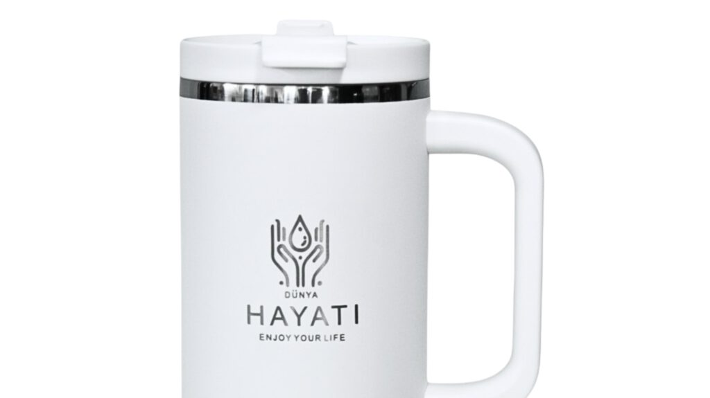 Dünya Hayati XXL Travel Tumbler 1,2 Liter Edelstahl Thermalbecher weiß mit Verpackung